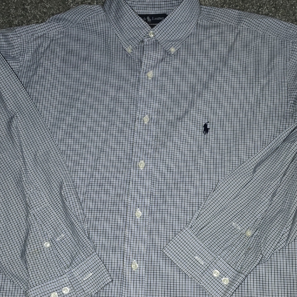 Polo by Ralph Lauren Men's Navy and White Plaid Shirt